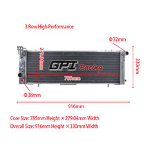 Load image into Gallery viewer, GPI 3 Row Aluminum Racing Radiator For 1991-2001 Jeep Cherokee/Comanche 2.5L/4.0L l4/l6 1991 1992 1993 1994 1995 1996 1997 1998 1999 2000 2001