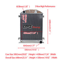 Load image into Gallery viewer, GPI 3 ROW Aluminum Radiator for 1932 FORD HI-BOY Grill Shells CHEVY ENGINE 1932