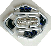 Load image into Gallery viewer, GPI 3" 76MM Universal Polished DIY Aluminum FMIC Turbo Intercooler Piping Black Hose