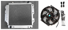 Load image into Gallery viewer, GPI 3row Aluminum radiator+fan for 1987-2006 Jeep Wrangler YJ TJ 2.4L/2.5L L4, 4.0L/4.2L L6 1987 1988 1989 1990 91 92 93 94 95 96 97 98 99 2000 01 02 03 04 05 06