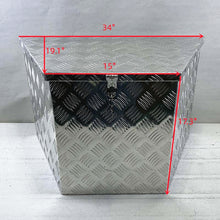 Load image into Gallery viewer, 34"x17.3"x19" Inch Aluminum Diamond Plate Tongue Box Tool Chest, Waterproof Under Truck Storage for Pick Up Truck Bed, RV Trailer, Tread ,ATV with Lock and Keys