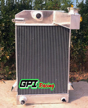 Load image into Gallery viewer, GPI 62MM 3 core aluminum radiator & fan for TRIUMPH TR2 / TR3 / TR3A / TR3B Manual 1955 1956 1957 1958 1959 1960 1961 1962 1953 1954