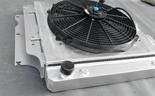 Load image into Gallery viewer, GPI 3 ROW Aluminum Racing Radiator & Shroud fan for 1987-2006 Jeep Wrangler YJ/TJ 2.4L-4.2L 1987 1988 1989 1990 1991 1992 1993 1994 1995 1996 1997 1998 1999 2000 2001 2002 2003 2004 2005 2006