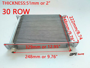 GPI Universal 30 Row AN-10AN Universal Engine Transmission Oil Cooler Silver