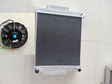 Load image into Gallery viewer, 2.5"CORE aluminum radiator+fan for 1976-1986 JEEP CJ7 With Chevy V8 LS SWAP  manual 1977 1978 1979 1980 1981 1982 1983 1984 1985 1987