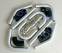 Load image into Gallery viewer, GPI 3" 76MM Universal Polished DIY Aluminum FMIC Turbo Intercooler Piping Black Hose