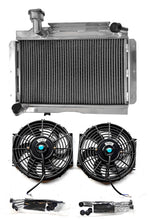 Load image into Gallery viewer, GPI 2 Row Aluminum Radiator& fans For 1955-1962 MG MGA 1500 1600 1622 DE LUXE 1.5L 1.6L 1955 1956 1957 1958 1959 1960 1961 1962