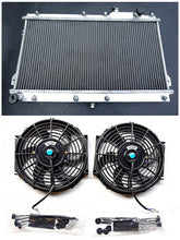 Load image into Gallery viewer, GPI Aluminum radiator & fans for 1990-1997 Mazda Eunos/Miata/MX-5 1.6i 1.8i B6ZE(RS) BP I4 1990 1991 1992 1993 1994 1995 1996 1997