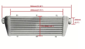 Universal 23.5*8.3*2.7" FMIC Front Mount Intercooler Aluminum Tube&Fin Turbo  2.25'' inlet/outlet