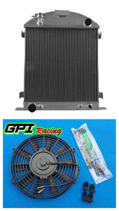 GPI Aluminum Radiator & FAN For 1928 1929 Ford Model A Ford CHEVY GM V8 ENGINE