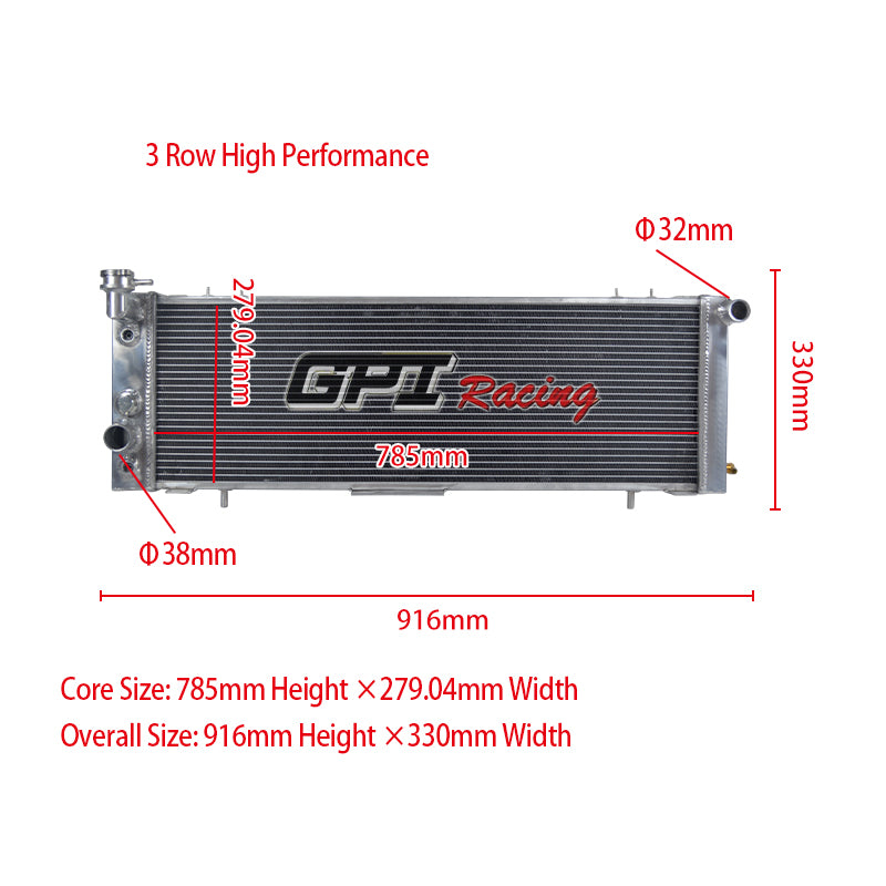 GPI 3 Row Aluminum Racing Radiator For 1991-2001 Jeep Cherokee/Comanche 2.5L/4.0L l4/l6  1991 1992 1993 1994 1995 1996 1997 1998 1999 2000 2001