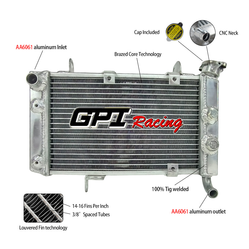 GPI Aluminum Radiator FOR 2003-2008  Suzuki LTZ400 DVX400 KFX400  LTZ 400 DVX 400 KFX 400 2003 2004 2005 2006 2007 2008