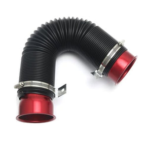 RED Universal 3'' Flexible Car Cold Air Intake Hose Filter Pipe Telescopic Tube Kit