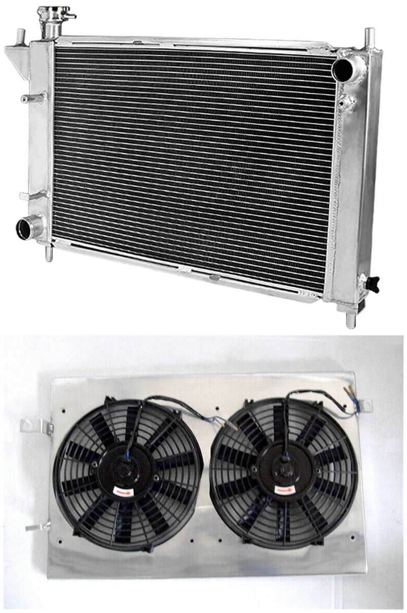 GPI 3row  Aluminum Radiator & Shroud fans FOR 1994-1996  Ford Mustang GT/GTS/SVT 3.8L 5.0L MT 1994 1995 1996