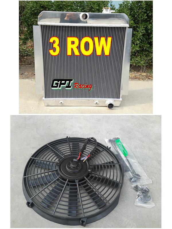 3 ROW ALUMINUM RADIATOR + Fan FOR 1955-1959 CHEVY PICKUP TRUCK V8 1955 1956 1957 1958 1959 AT/MT