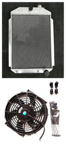 Aluminum Radiator & fan For 1937 Chevy Hot Street Rod 350 V8 W/Tranny ENGINE AT