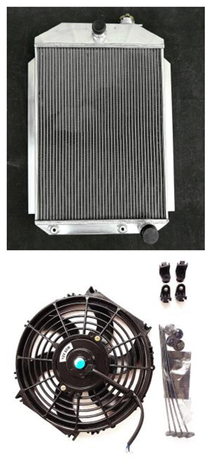 Aluminum Radiator & fan For 1937 Chevy Hot Street Rod 350 V8 W/Tranny ENGINE AT