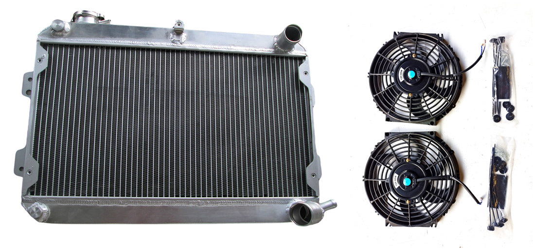 GPI Aluminum Radiator & fans FOR 1979-1985 Mazda RX-7 RX7 S1 S2 S3 MT ...