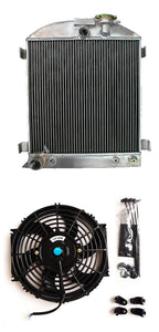 3 ROW Aluminum Radiator & FAN For 1932 FORD CHOPPED FORD ENGINE AT 1932