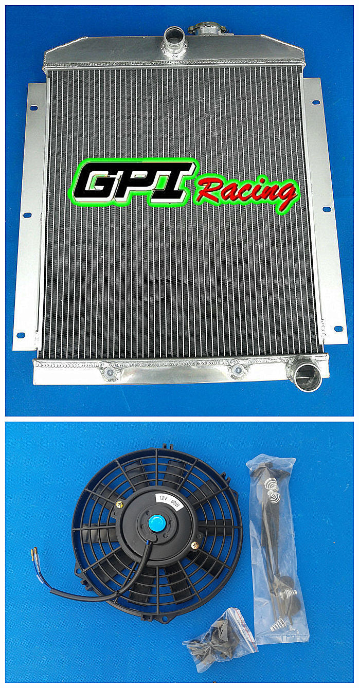 Aluminum Radiator & FAN FOR 1947-1954 CHEVY PICKUP TRUCK INCLUDES TRANNY COOLER 1947 1948 1949 1950 1951 1952 1953 1954