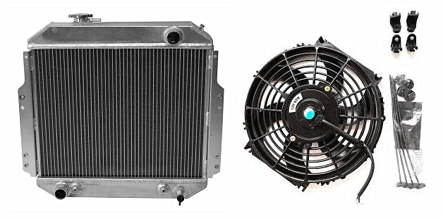 2 Row Aluminum radiator & fan For 1988-1992 Nissan Forklift A10-A25 H20 1988 1989 1990 1991 1992