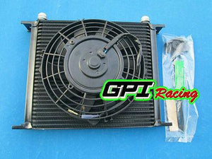 30 Row AN-10 AN Universal Transmission Oil Cooler & 7" fan JAPAN TUNING CARS