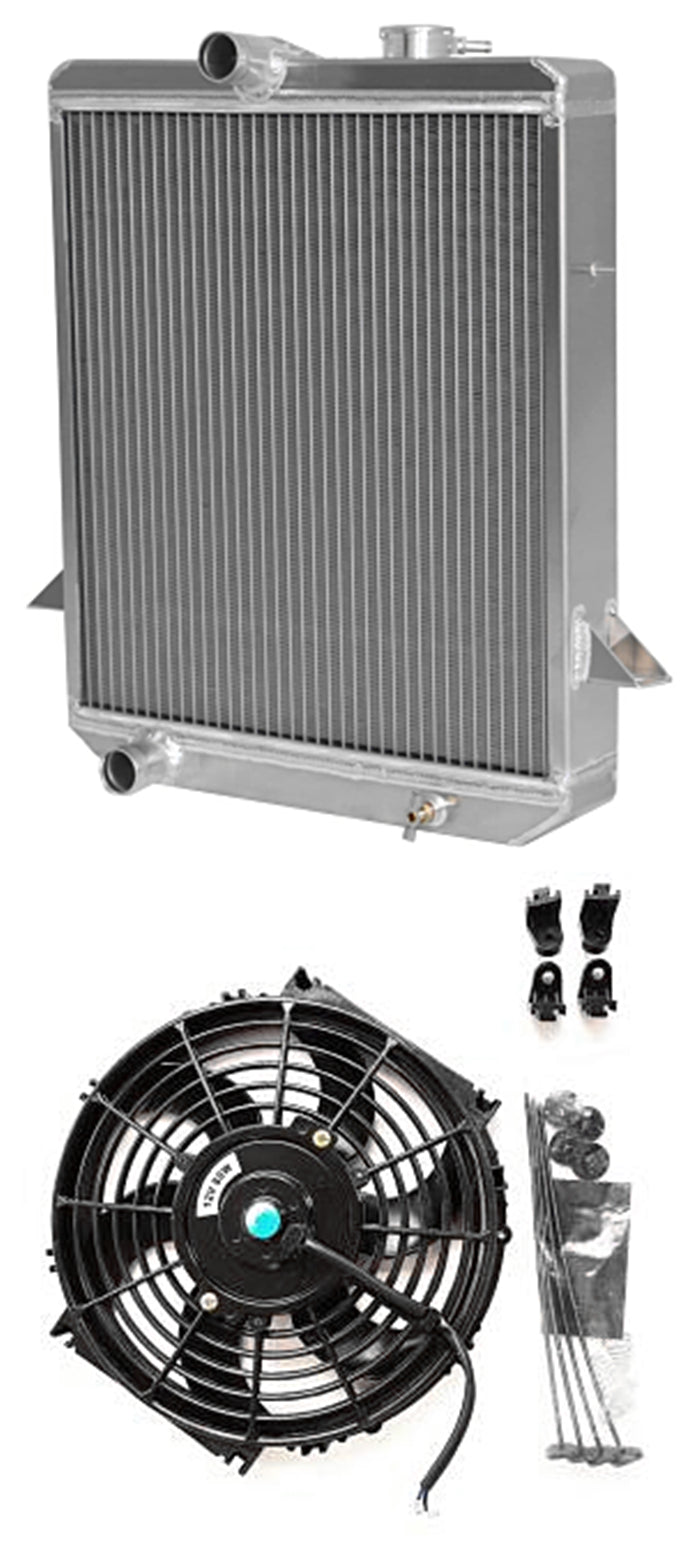 56mm Aluminum radiator & fan FOR 1965-1967 TRIUMPH TR4A Manual 1965 1966 1967 1968