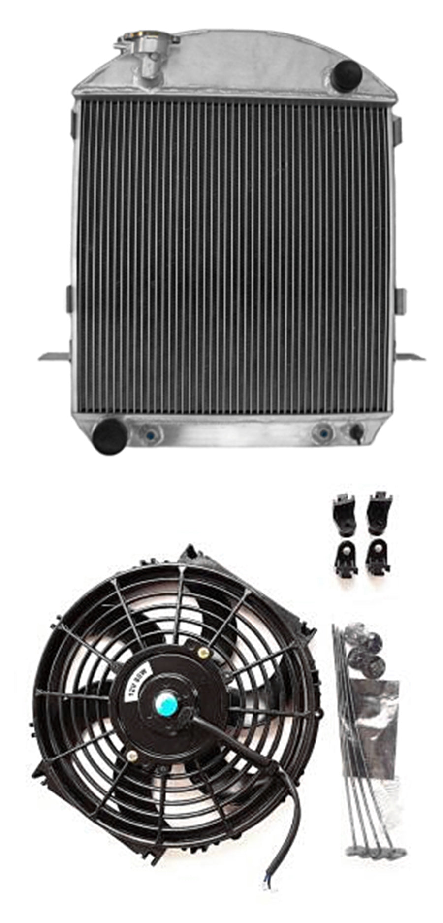 GPI 62mm 3 core Aluminum Radiator & FAN For 1917-1927 Ford Model T-Bucket Grill Shells AT  1917 1918 1919 1920 1921 1922 1923 1924 1925 1926 1927