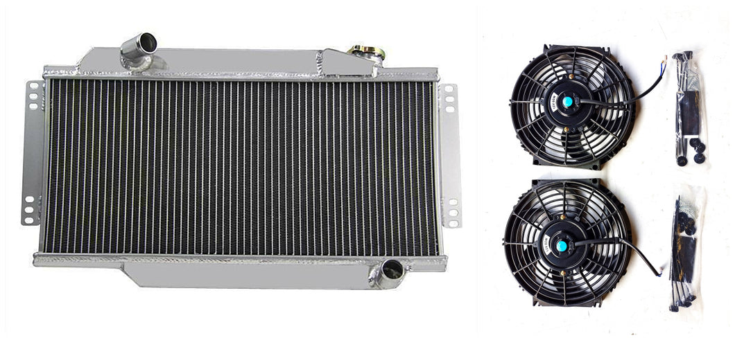 Aluminum Radiator + Fans For 1964-1978 Triumph Spitfire Mark III/IV/1500 1964 1965 1966 1967 1968 1969 1970 1971 1972 1973 1974 1975 1976 1977 1978