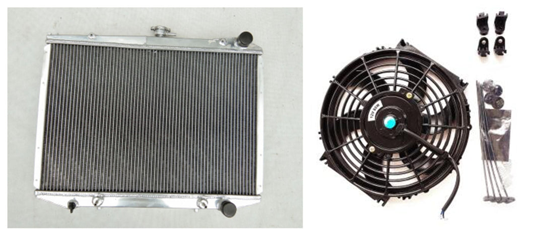 Aluminum Radiator & fan for 1986-1997 Nissan Pickup D21 Pathfinder 2.4L 3.0L L4 V6 1986 1987 1988 1989 1990 1991 1992 1993 1994 1995 1996 1997