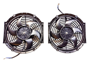 GPI 2 X 10" inch 12V PULL/PUSH SLIM RADIATOR ELECTRIC COOLING THERMO FAN+MOUNTING KITS